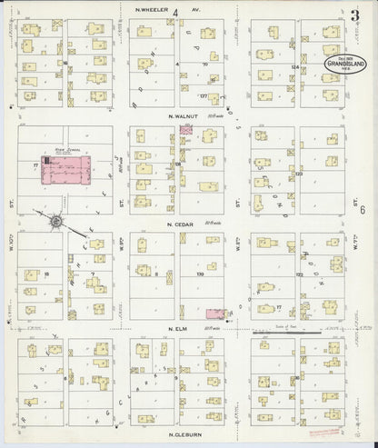 Sanborn Fire Insurance Map from Grand Island, Hall County, Nebraska (1909), Sheet #0003 - Complete Map Set gallery image, historic Sanborn map, vintage wall art, Nebraska Nebraska