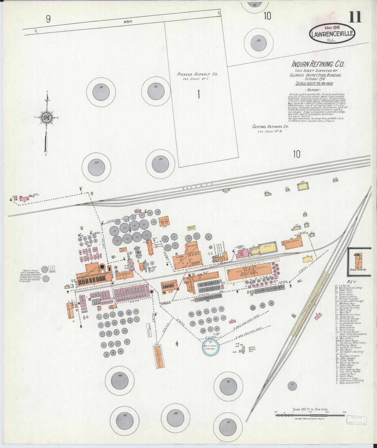 Sanborn Fire Insurance Map from Lawrenceville, Lawrence County, Illinois (1918), Sheet #0011 - Historic Sanborn Fire Insurance Map Print, vintage old map wall art, antique decor, genealogy gift, Illinois Illinois map