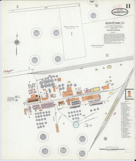 Sanborn Fire Insurance Map from Lawrenceville, Lawrence County, Illinois (1918), Sheet #0011 - Historic Sanborn Fire Insurance Map Print, vintage old map wall art, antique decor, genealogy gift, Illinois Illinois map