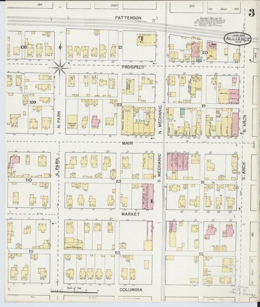 Sanborn Fire Insurance Map from Alliance, Stark County, Ohio (1892), Sheet #0003 - Historic Sanborn Fire Insurance Map Print, vintage old map wall art, antique decor, genealogy gift, Ohio Ohio map