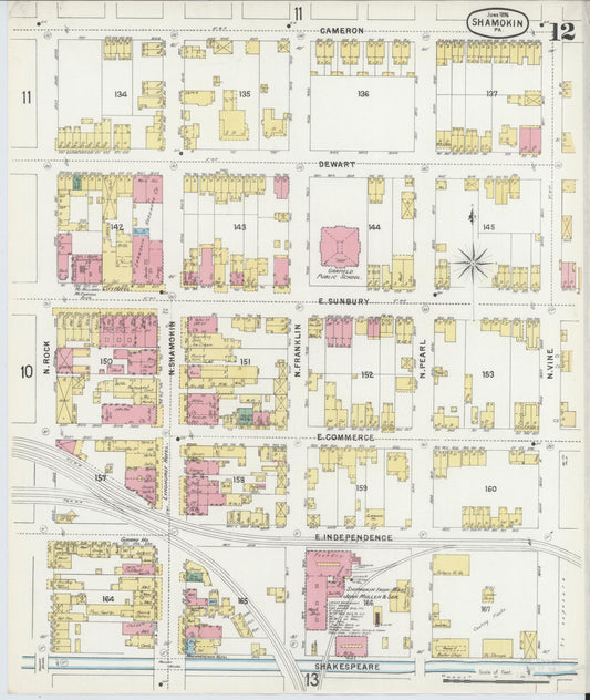 Sanborn Fire Insurance Map from Shamokin, Northumberland County, Pennsylvania (1896), Sheet #0012 - Historic Sanborn Fire Insurance Map Print, vintage old map wall art, antique decor, genealogy gift, Pennsylvania Pennsylvania map
