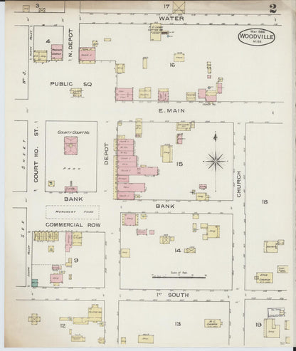 Sanborn Fire Insurance Map from Woodville, Wilkinson County, Mississippi (1886), Sheet #0002 - Complete Map Set gallery image, historic Sanborn map, vintage wall art, Mississippi Mississippi