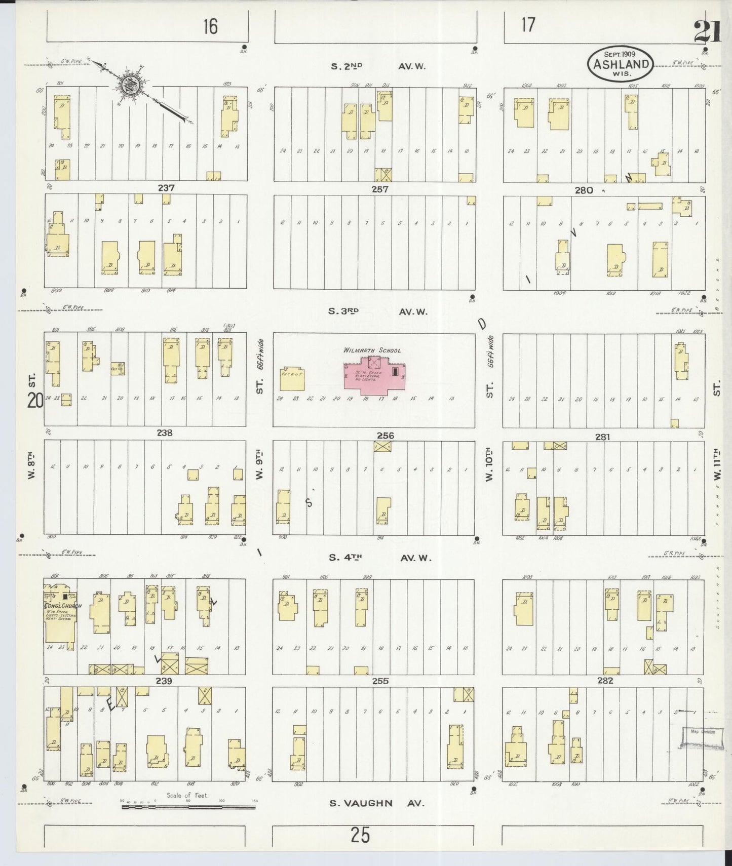Sanborn Fire Insurance Map from Ashland, Ashland County, Wisconsin (1909), Sheet #0021 - Historic Sanborn Fire Insurance Map Print, vintage old map wall art, antique decor, genealogy gift, Wisconsin Wisconsin map