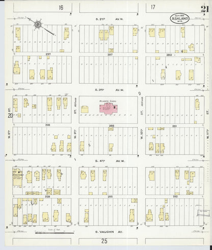 Sanborn Fire Insurance Map from Ashland, Ashland County, Wisconsin (1909), Sheet #0021 - Historic Sanborn Fire Insurance Map Print, vintage old map wall art, antique decor, genealogy gift, Wisconsin Wisconsin map