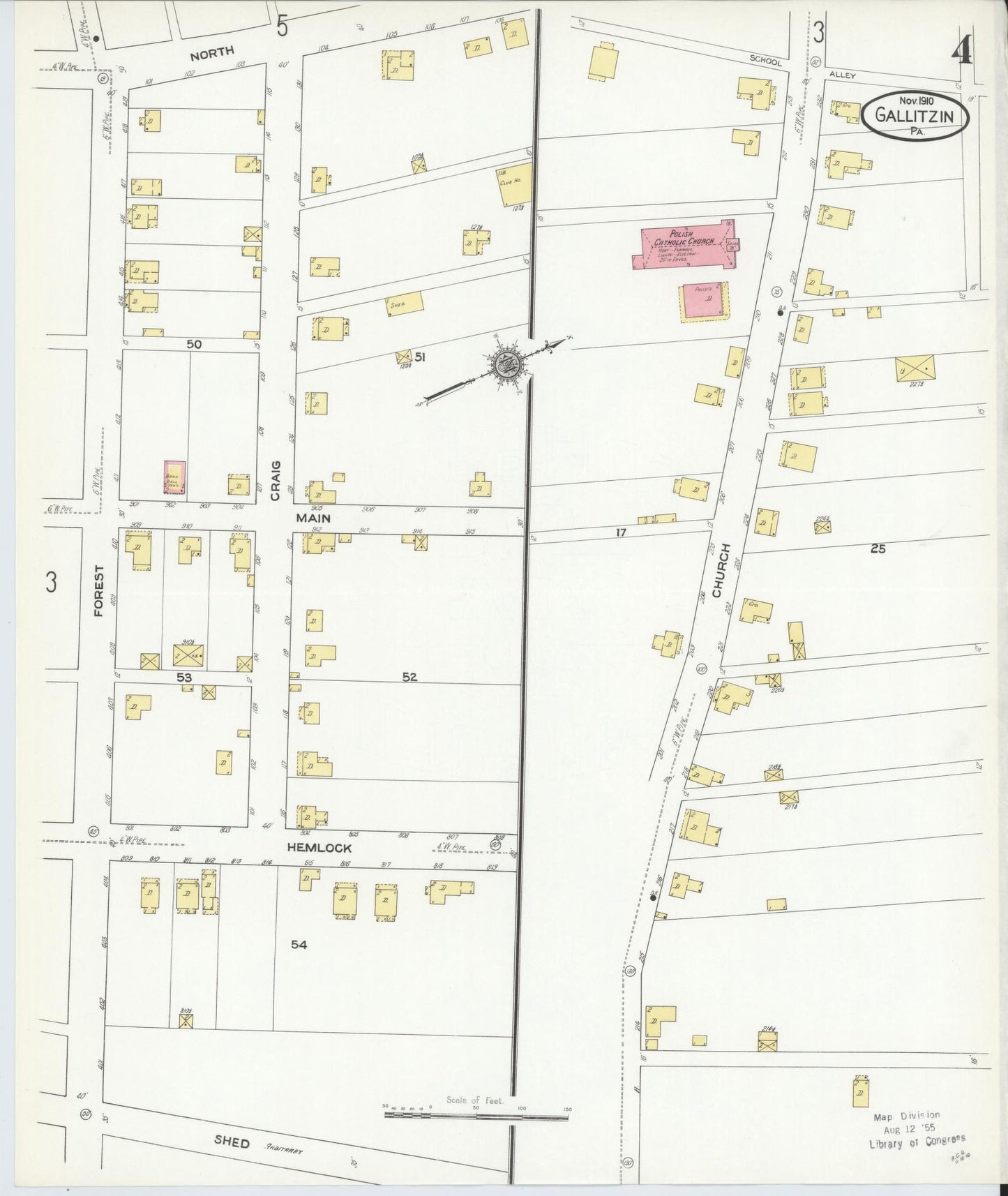 Sanborn Fire Insurance Map from Gallitzin, Cambria County, Pennsylvania (1910), Sheet #0004 - Historic Sanborn Fire Insurance Map Print, vintage old map wall art, antique decor, genealogy gift, Pennsylvania Pennsylvania map