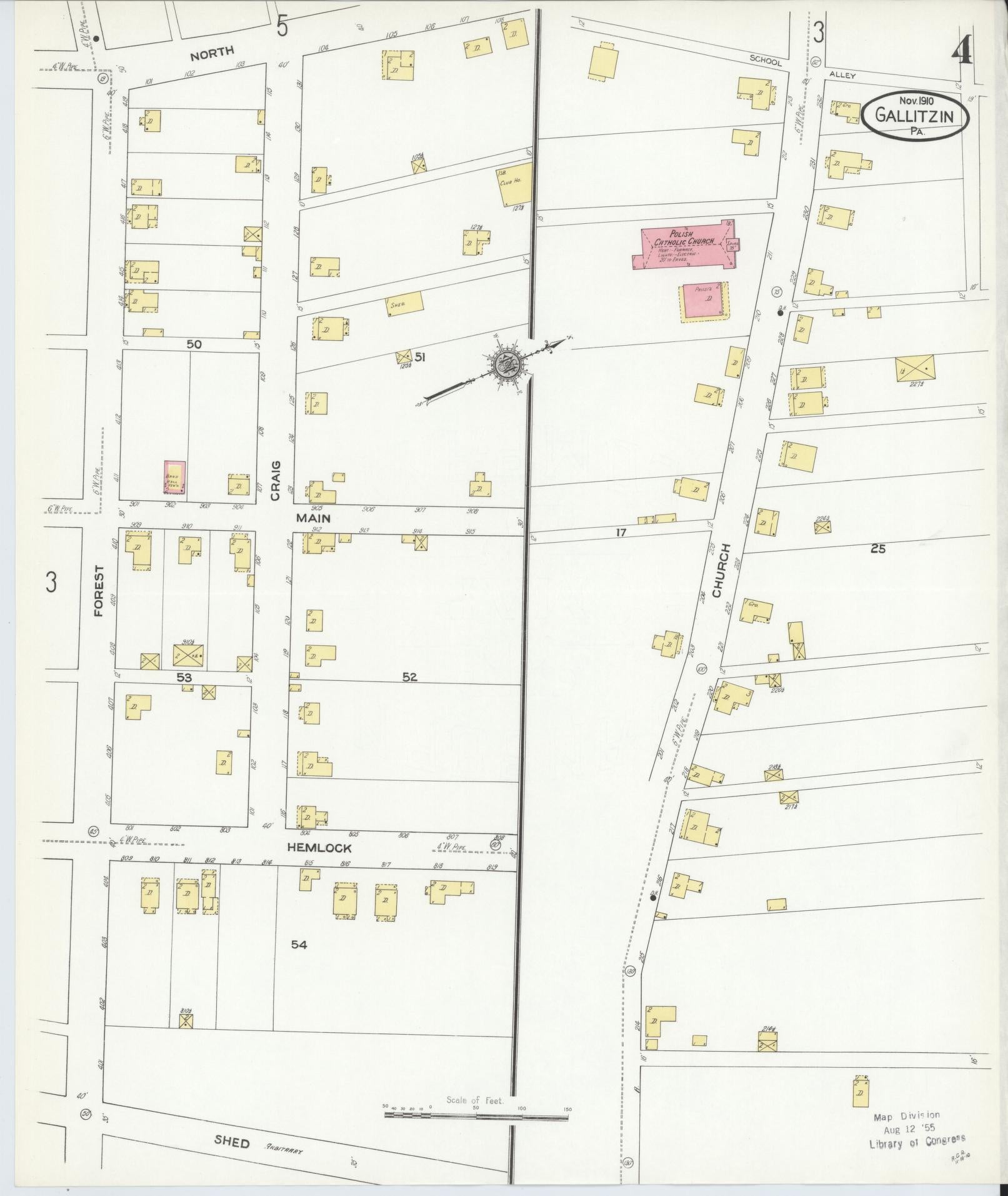 Sanborn Fire Insurance Map from Gallitzin, Cambria County, Pennsylvania (1910), Sheet #0004 - Historic Sanborn Fire Insurance Map Print, vintage old map wall art, antique decor, genealogy gift, Pennsylvania Pennsylvania map