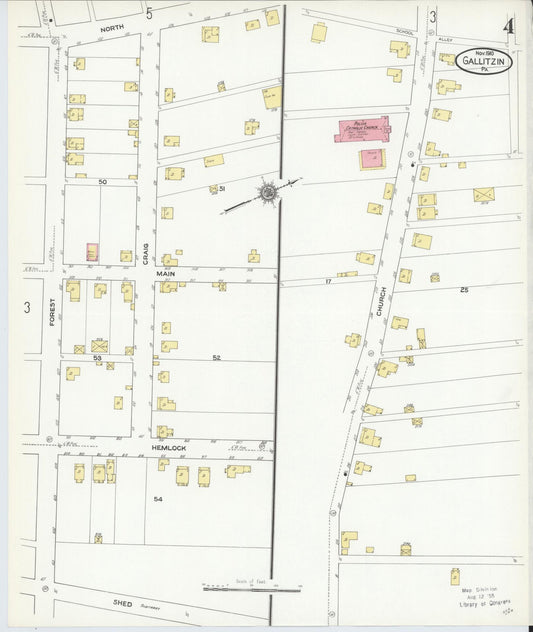 Sanborn Fire Insurance Map from Gallitzin, Cambria County, Pennsylvania (1910), Sheet #0004 - Historic Sanborn Fire Insurance Map Print, vintage old map wall art, antique decor, genealogy gift, Pennsylvania Pennsylvania map