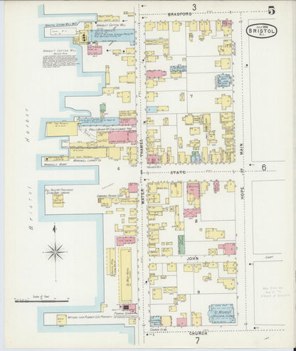 Sanborn Fire Insurance Map from Bristol, Bristol County, Rhode Island (1896), Sheet #0005 - Complete Map Set gallery image, historic Sanborn map, vintage wall art, Rhode Island Rhode Island