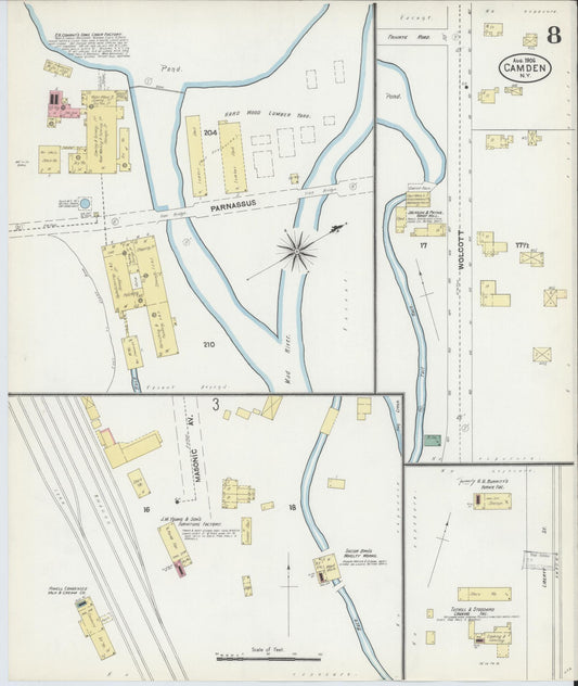 Sanborn Fire Insurance Map from Camden, Oneida County, New York (1906), Sheet #0008 - Historic Sanborn Fire Insurance Map Print, vintage old map wall art, antique decor, genealogy gift, New York New York map