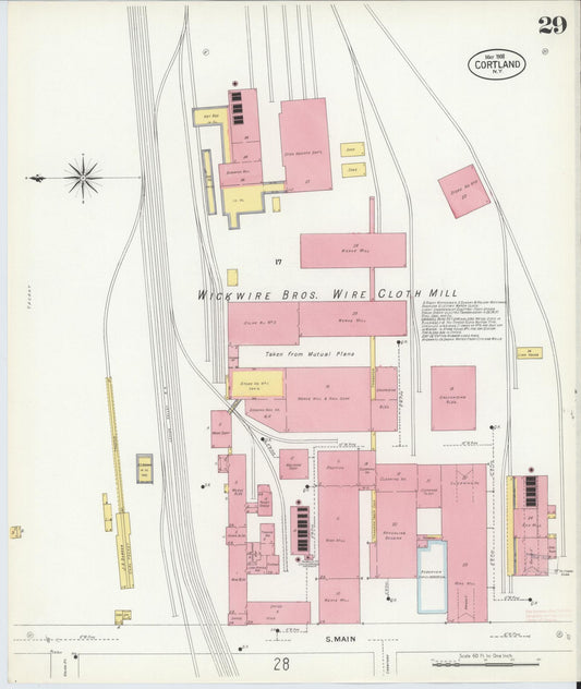 Sanborn Fire Insurance Map from Cortland, Cortland County, New York (1908), Sheet #0029 - Historic Sanborn Fire Insurance Map Print, vintage old map wall art, antique decor, genealogy gift, New York New York map