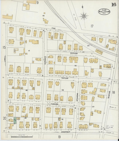 Sanborn Fire Insurance Map from Waltham, Middlesex County, Massachusetts (1897), Sheet #0016 - Complete Map Set gallery image, historic Sanborn map, vintage wall art, Massachusetts Massachusetts