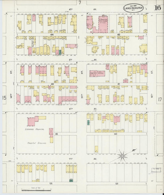 Sanborn Fire Insurance Map from Lansingburg, Rensselaer County, New York (1897), Sheet #0016 - Historic Sanborn Fire Insurance Map Print, vintage old map wall art, antique decor, genealogy gift, New York New York map