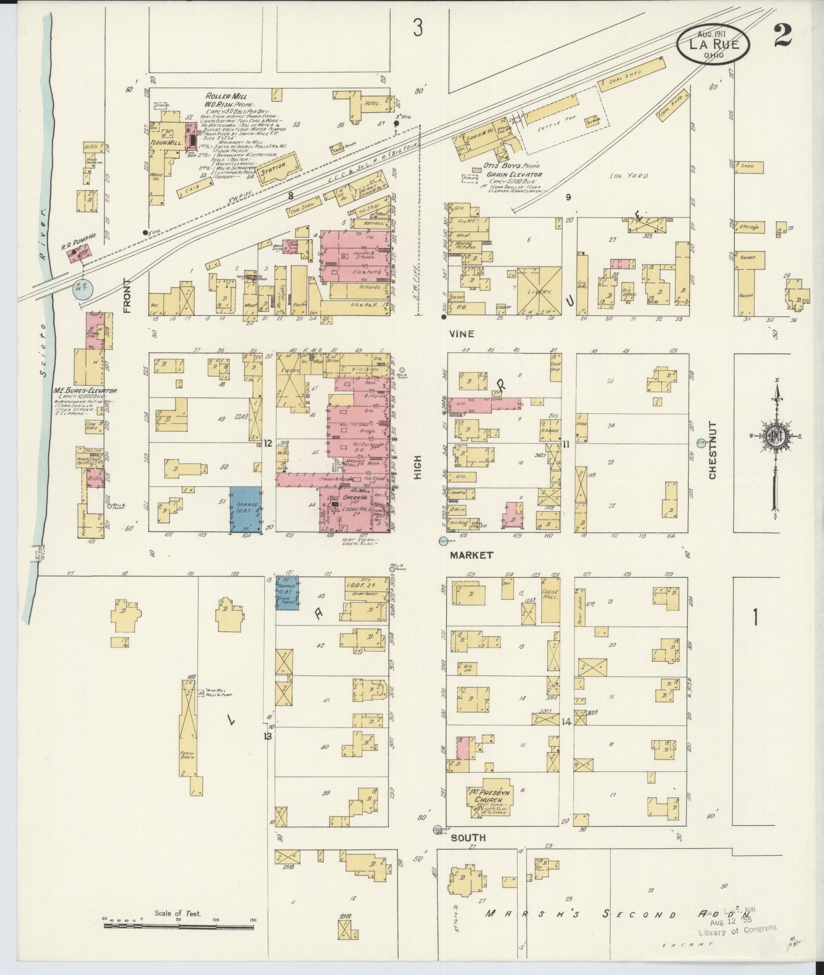 Sanborn Fire Insurance Map from La Rue, Marion County, Ohio (1911), Sheet #0002 - Historic Sanborn Fire Insurance Map Print, vintage old map wall art, antique decor, genealogy gift, Ohio Ohio map