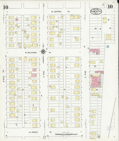 Sanborn Fire Insurance Map from Ponca City, Kay County, Oklahoma (1925), Sheet #0010 - Complete Map Set gallery image, historic Sanborn map, vintage wall art, Oklahoma Oklahoma