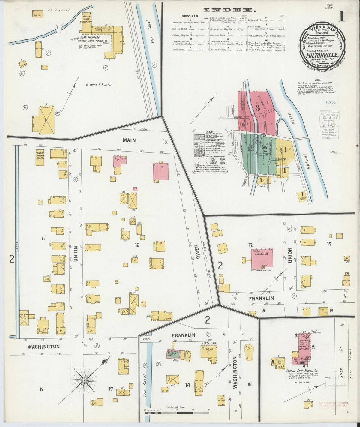 Sanborn Fire Insurance Map from Fultonville, Montgomery County, New York (1900), Sheet #0001 - Historic Sanborn Fire Insurance Map Print, vintage old map wall art, antique decor, genealogy gift, New York New York map
