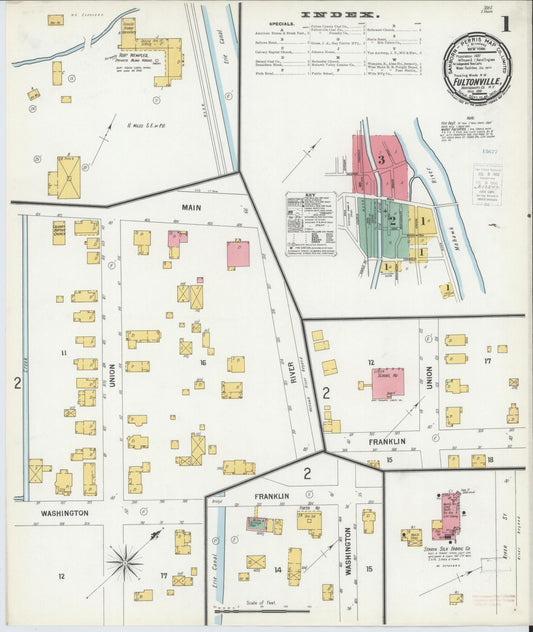 Sanborn Fire Insurance Map from Fultonville, Montgomery County, New York (1900), Sheet #0001 - Historic Sanborn Fire Insurance Map Print, vintage old map wall art, antique decor, genealogy gift, New York New York map