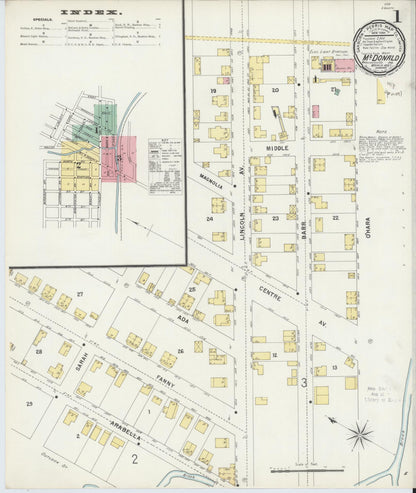 Sanborn Fire Insurance Map from McDonald, Washington County, Pennsylvania (1897), Sheet #0001 - Historic Sanborn Fire Insurance Map Print, vintage old map wall art, antique decor, genealogy gift, Pennsylvania Pennsylvania map