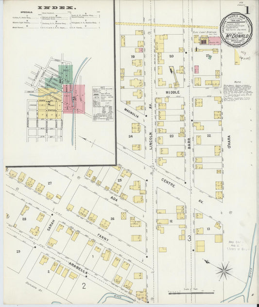 Sanborn Fire Insurance Map from McDonald, Washington County, Pennsylvania (1897), Sheet #0001 - Historic Sanborn Fire Insurance Map Print, vintage old map wall art, antique decor, genealogy gift, Pennsylvania Pennsylvania map