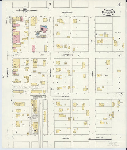 Sanborn Fire Insurance Map from Plainview, Wabasha County, Minnesota (1910), Sheet #0004 - Historic Sanborn Fire Insurance Map Print, vintage old map wall art, antique decor, genealogy gift, Minnesota Minnesota map