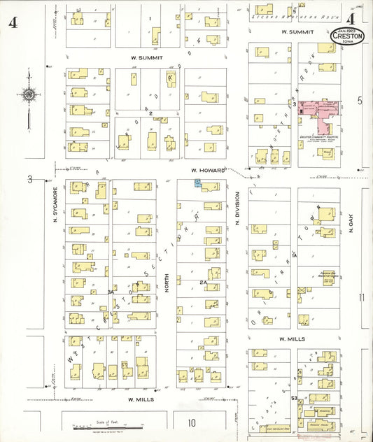 Sanborn Fire Insurance Map from Creston, Union County, Iowa (1923), Sheet #0004 - Historic Sanborn Fire Insurance Map Print, vintage old map wall art