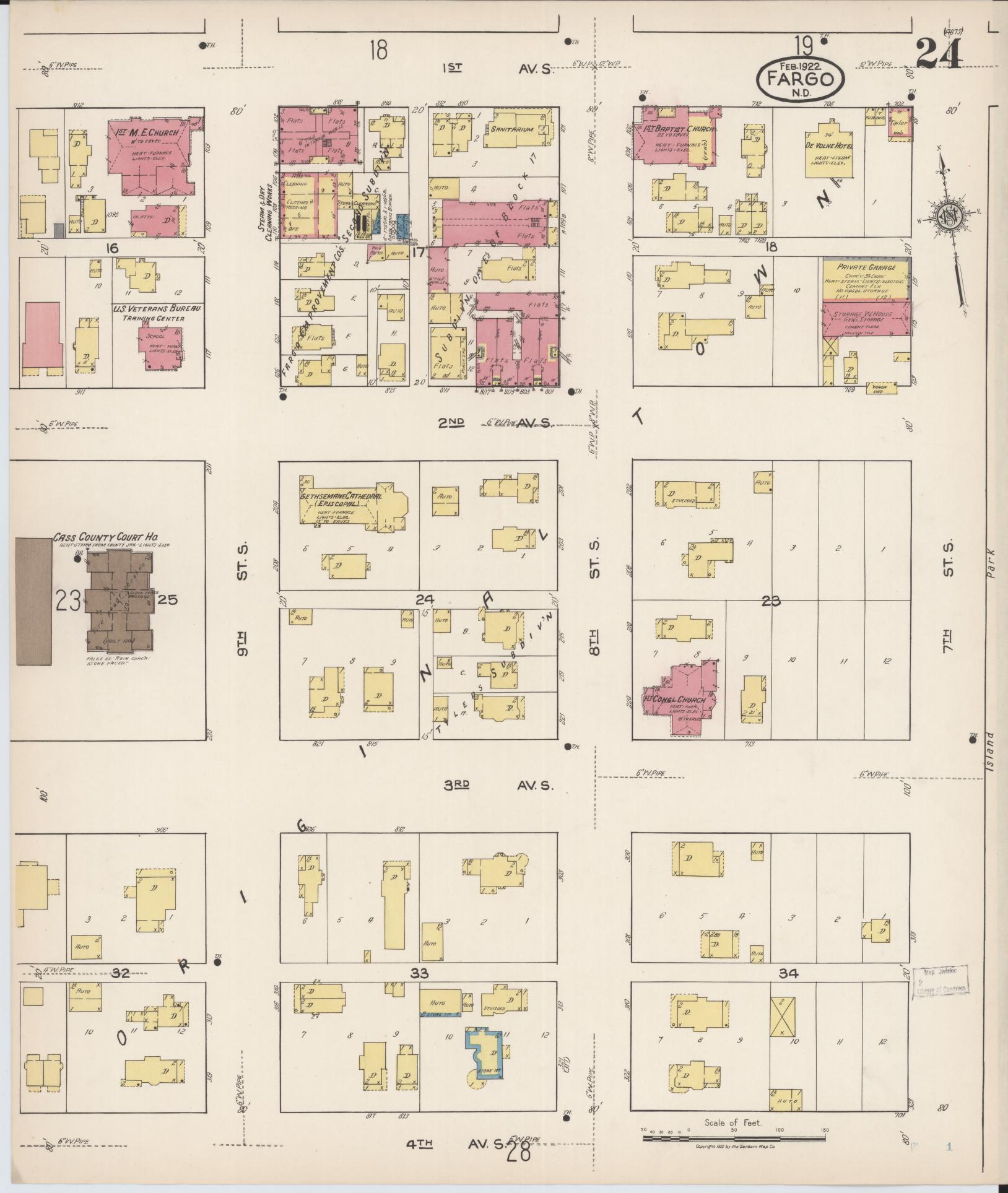 Sanborn Fire Insurance Map from Fargo, Cass County, North Dakota (1922), Sheet #0024 - Complete Map Set gallery image, historic Sanborn map, vintage wall art, North Dakota North Dakota
