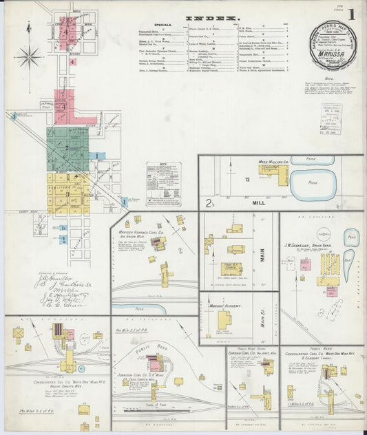 Sanborn Fire Insurance Map from Marissa, Saint Clair County, Illinois (1900), Sheet #0001 - Historic Sanborn Fire Insurance Map Print, vintage old map wall art, antique decor, genealogy gift, Illinois Illinois map