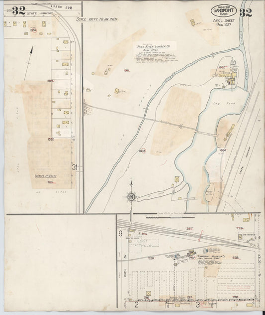 Sanborn Fire Insurance Map from Sandpoint, Bonner County, Idaho (1948), Sheet #0032 - Historic Sanborn Fire Insurance Map Print, vintage old map wall art, antique decor, genealogy gift, Idaho Idaho map