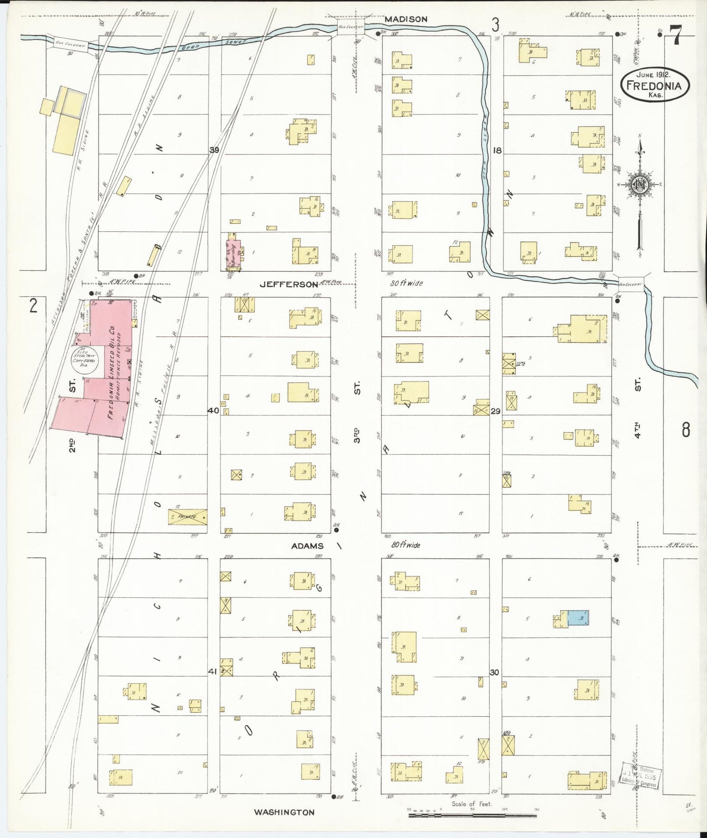 Sanborn Fire Insurance Map from Fredonia, Wilson County, Kansas (1912), Sheet #0007 - Complete Map Set gallery image, historic Sanborn map, vintage wall art, Kansas Kansas