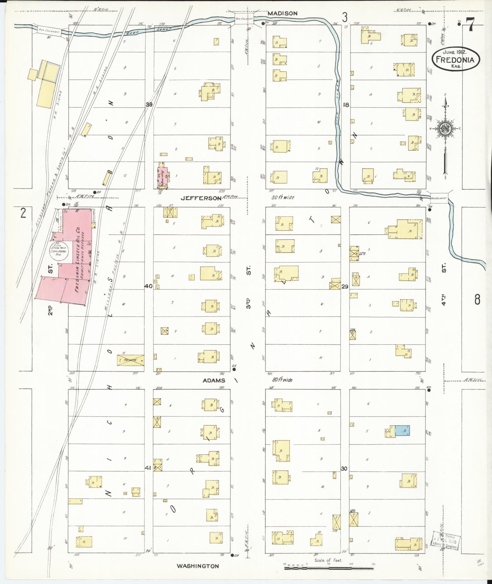 Sanborn Fire Insurance Map from Fredonia, Wilson County, Kansas (1912), Sheet #0007 - Complete Map Set gallery image, historic Sanborn map, vintage wall art, Kansas Kansas