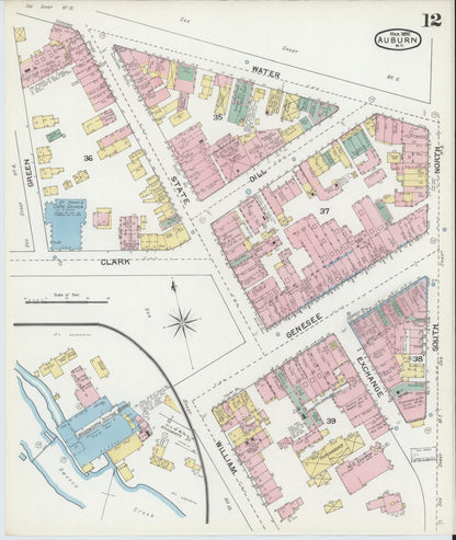 Sanborn Fire Insurance Map from Auburn, Cayuga County, New York (1892), Sheet #0012 - Complete Map Set gallery image, historic Sanborn map, vintage wall art, New York New York