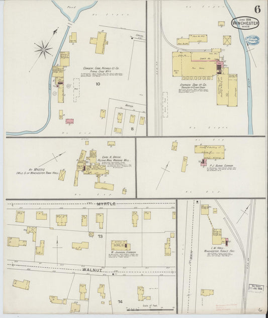 Sanborn Fire Insurance Map from Winchester, Middlesex County, Massachusetts (1894), Sheet #0006 - Historic Sanborn Fire Insurance Map Print, vintage old map wall art, antique decor, genealogy gift, Massachusetts Massachusetts map
