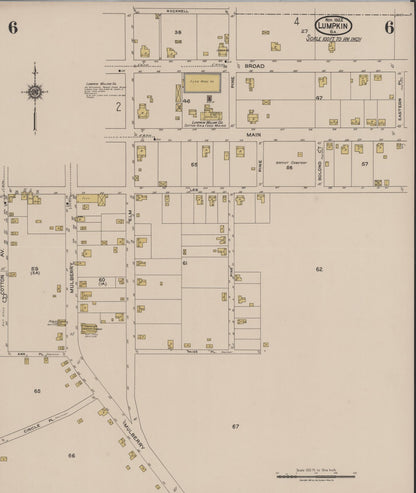 Sanborn Fire Insurance Map from Lumpkin, Stewart County, Georgia (1922), Sheet #0006 - Complete Map Set gallery image, historic Sanborn map, vintage wall art, Georgia Georgia