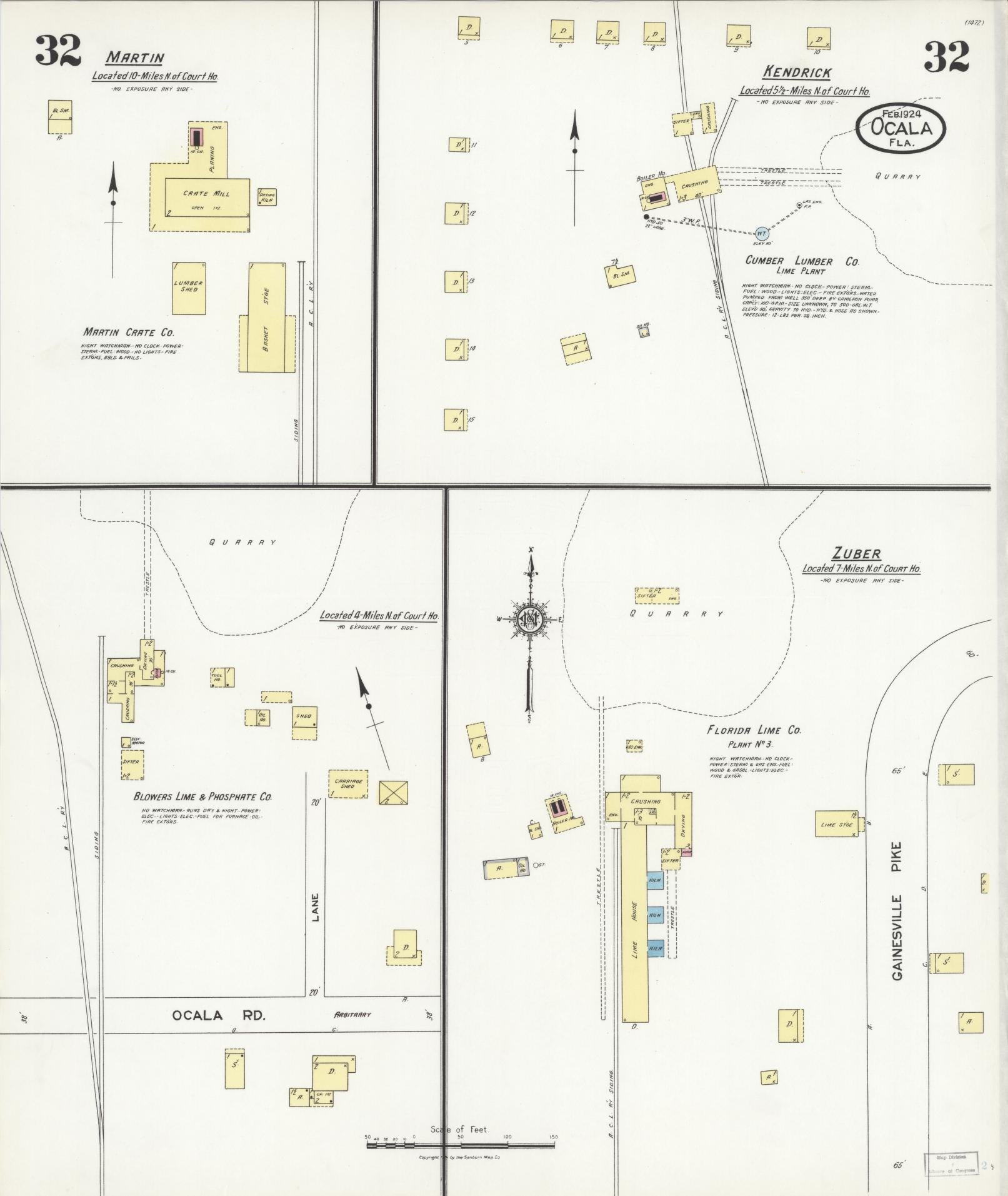 Sanborn Fire Insurance Map from Ocala, Marion County, Florida (1924), Sheet #0032 - Complete Map Set gallery image, historic Sanborn map, vintage wall art, Florida Florida
