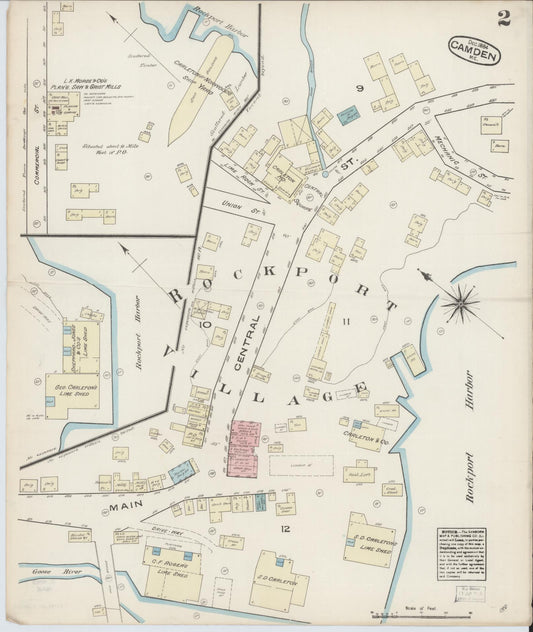 Sanborn Fire Insurance Map from Camden, Knox County, Maine (1884), Sheet #0002 - Historic Sanborn Fire Insurance Map Print, vintage old map wall art, antique decor, genealogy gift, Maine Maine map