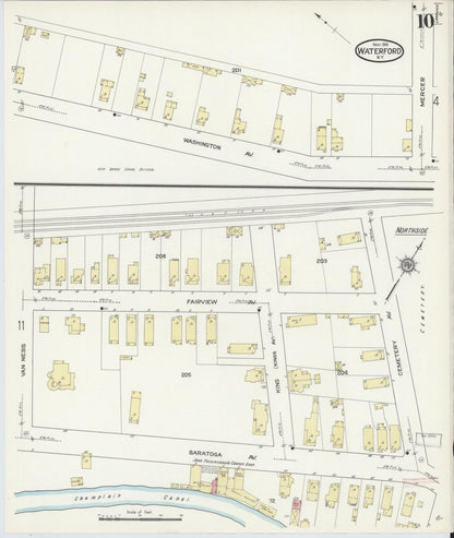 Sanborn Fire Insurance Map from Waterford, Saratoga County, New York (1914), Sheet #0010 - Complete Map Set gallery image, historic Sanborn map, vintage wall art, New York New York