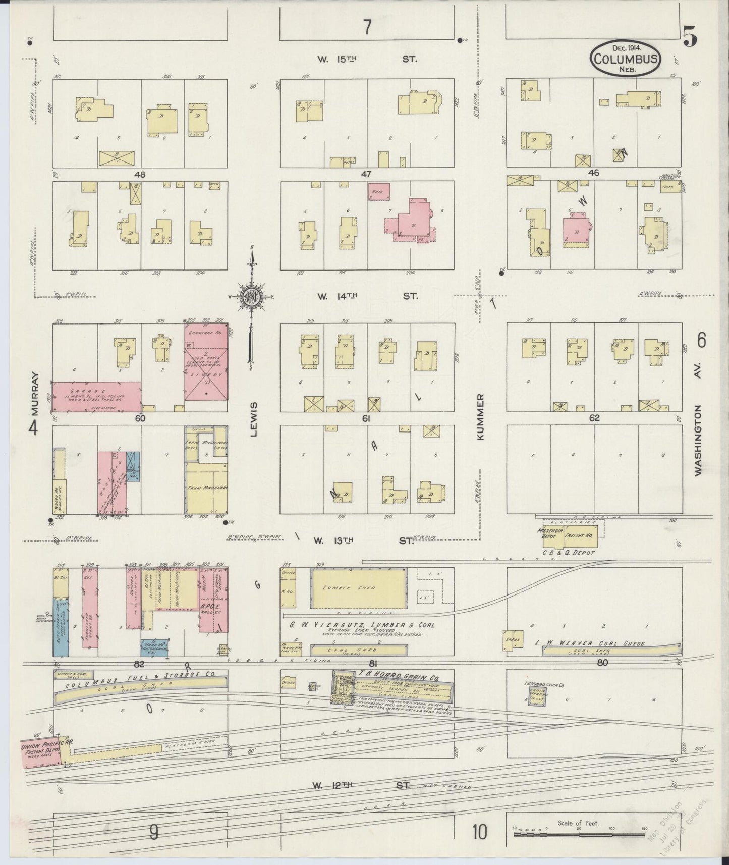 Sanborn Fire Insurance Map from Columbus, Platte County, Nebraska (1914), Sheet #0005 - Complete Map Set gallery image, historic Sanborn map, vintage wall art, Nebraska Nebraska