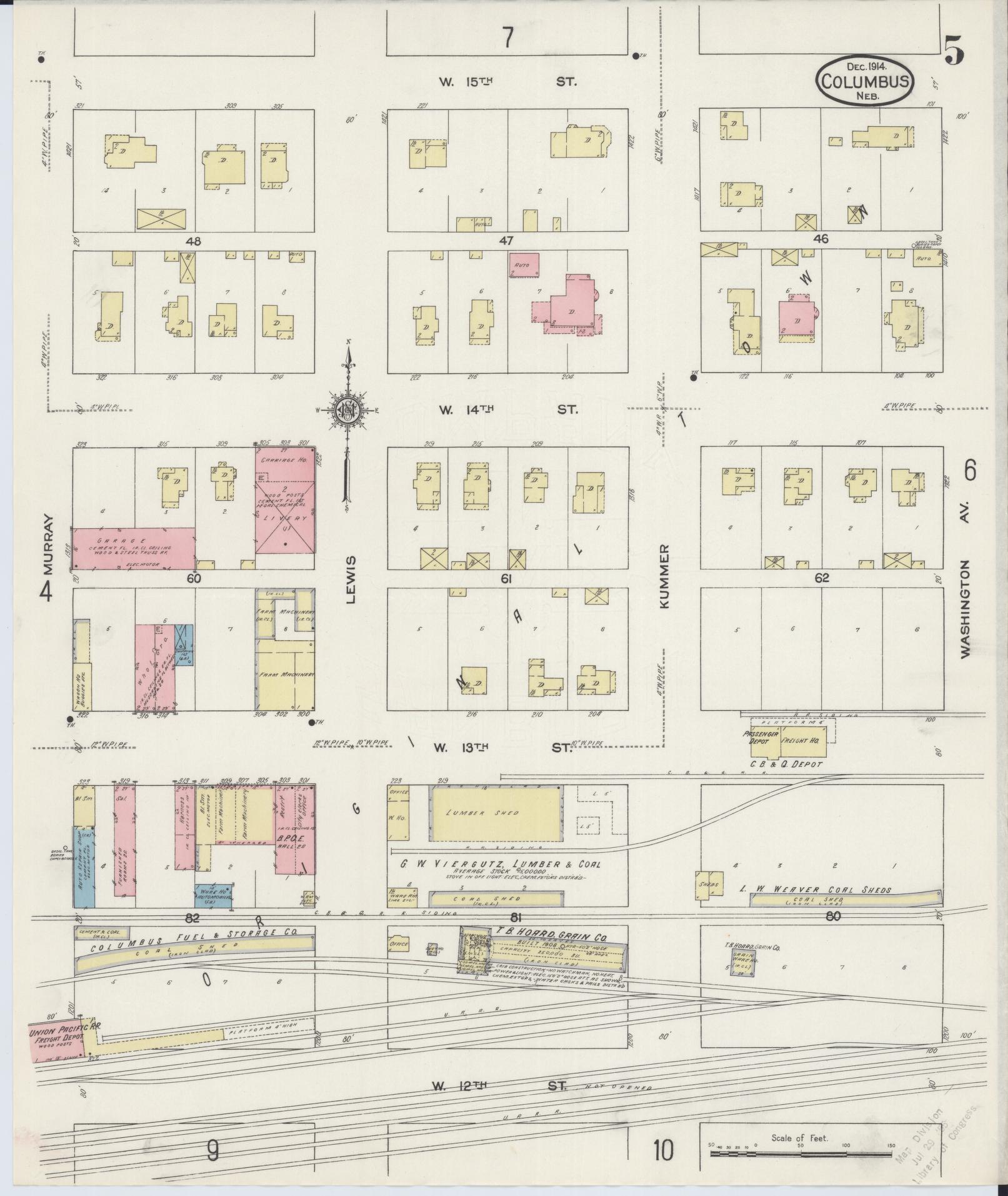 Sanborn Fire Insurance Map from Columbus, Platte County, Nebraska (1914), Sheet #0005 - Complete Map Set gallery image, historic Sanborn map, vintage wall art, Nebraska Nebraska