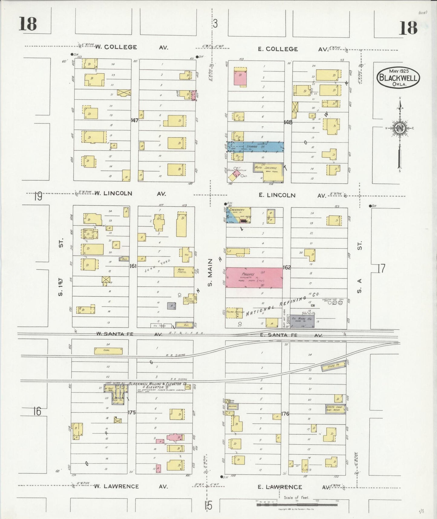 Sanborn Fire Insurance Map from Blackwell, Kay County, Oklahoma (1925), Sheet #0018 - Complete Map Set gallery image, historic Sanborn map, vintage wall art, Oklahoma Oklahoma