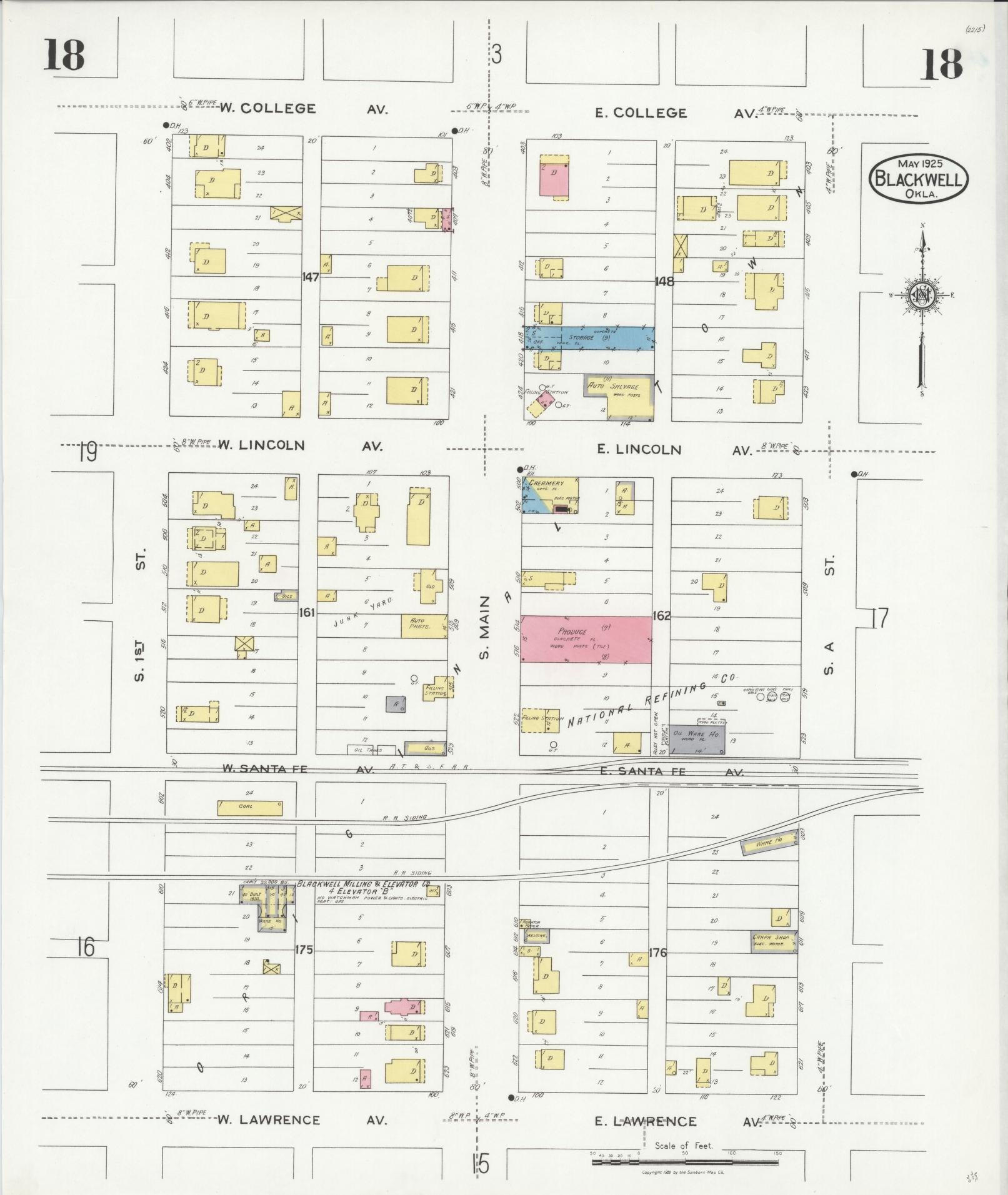 Sanborn Fire Insurance Map from Blackwell, Kay County, Oklahoma (1925), Sheet #0018 - Complete Map Set gallery image, historic Sanborn map, vintage wall art, Oklahoma Oklahoma