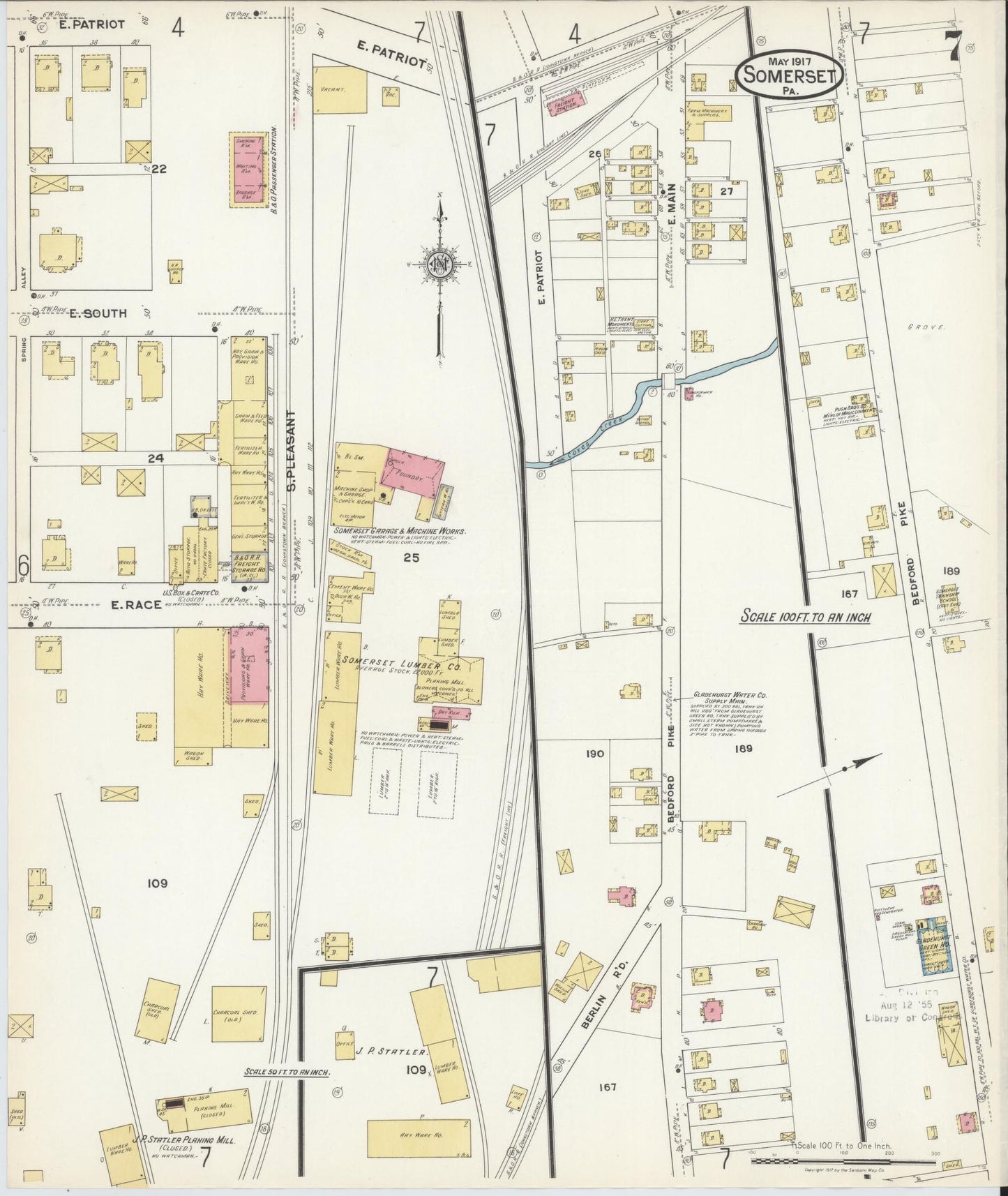 Sanborn Fire Insurance Map from Somerset, Somerset County, Pennsylvania (1917), Sheet #0007 - Complete Map Set gallery image, historic Sanborn map, vintage wall art, Pennsylvania Pennsylvania