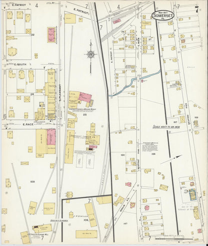 Sanborn Fire Insurance Map from Somerset, Somerset County, Pennsylvania (1917), Sheet #0007 - Complete Map Set gallery image, historic Sanborn map, vintage wall art, Pennsylvania Pennsylvania