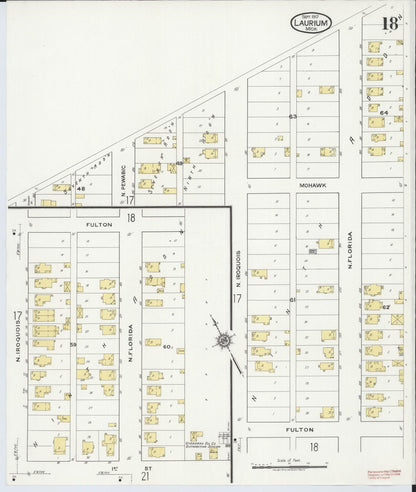 Sanborn Fire Insurance Map from Laurium, Houghton County, Michigan (1917), Sheet #0018 - Complete Map Set gallery image, historic Sanborn map, vintage wall art, Michigan Michigan