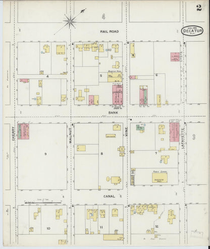 Sanborn Fire Insurance Map from Decatur, Morgan County, Alabama (1894), Sheet #0002 - Complete Map Set gallery image, historic Sanborn map, vintage wall art, Alabama Alabama