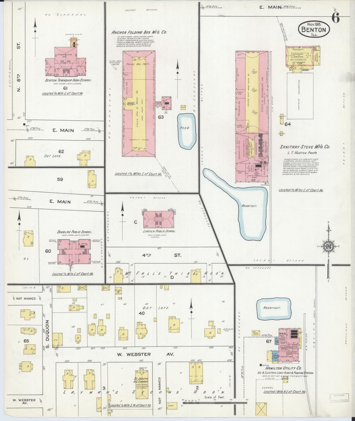 Sanborn Fire Insurance Map from Benton, Franklin County, Illinois (1915), Sheet #0006 - Complete Map Set gallery image, historic Sanborn map, vintage wall art, Illinois Illinois