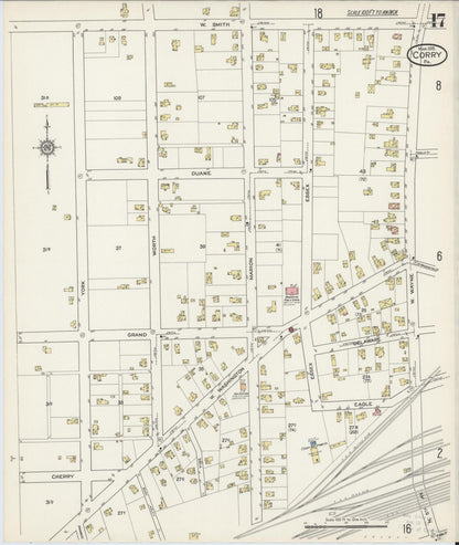 Sanborn Fire Insurance Map from Corry, Erie County, Pennsylvania (1915), Sheet #0017 - Complete Map Set gallery image, historic Sanborn map, vintage wall art, Pennsylvania Pennsylvania