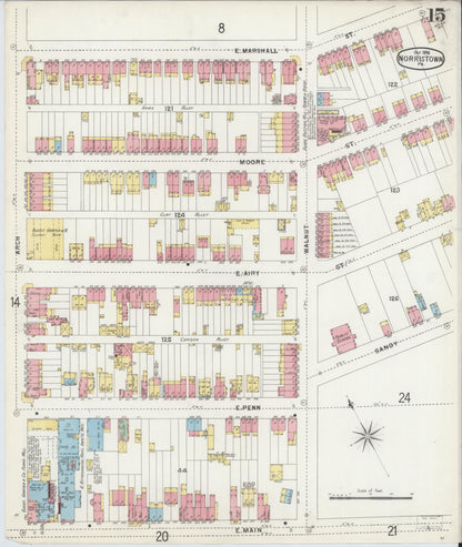 Sanborn Fire Insurance Map from Norristown, Montgomery County, Pennsylvania (1896), Sheet #0015 - Complete Map Set gallery image, historic Sanborn map, vintage wall art, Pennsylvania Pennsylvania