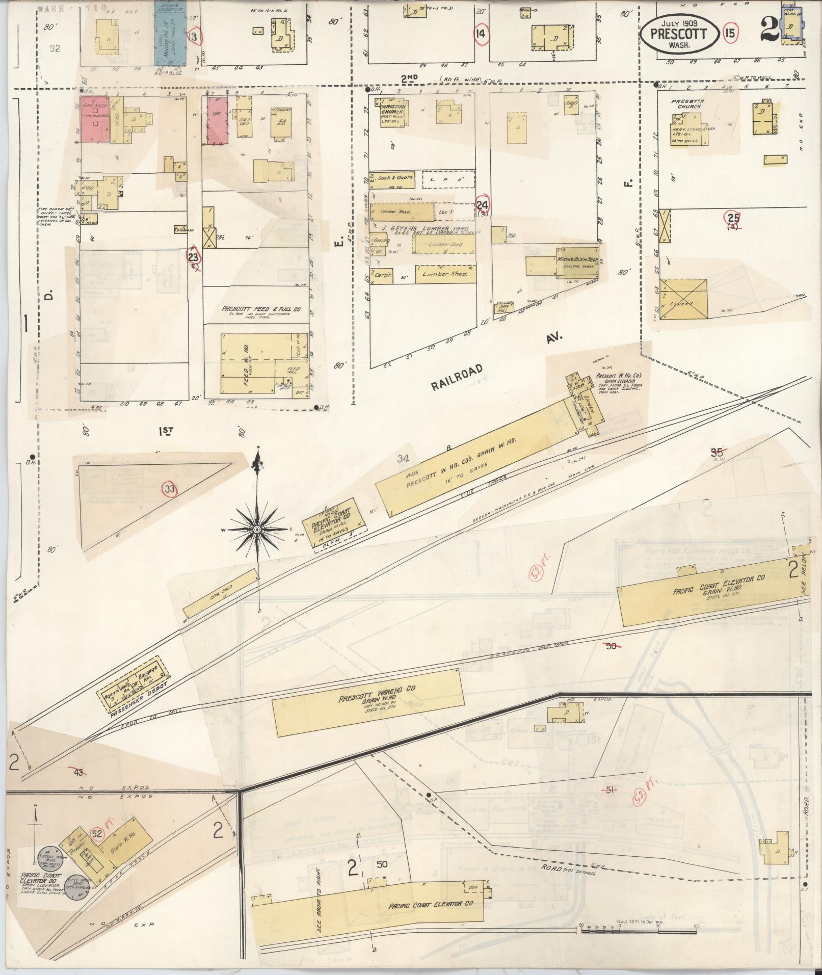 Sanborn Fire Insurance Map from Prescott, Walla Walla County, Washington (1930), Sheet #0002 - Complete Map Set gallery image, historic Sanborn map, vintage wall art, Washington Washington