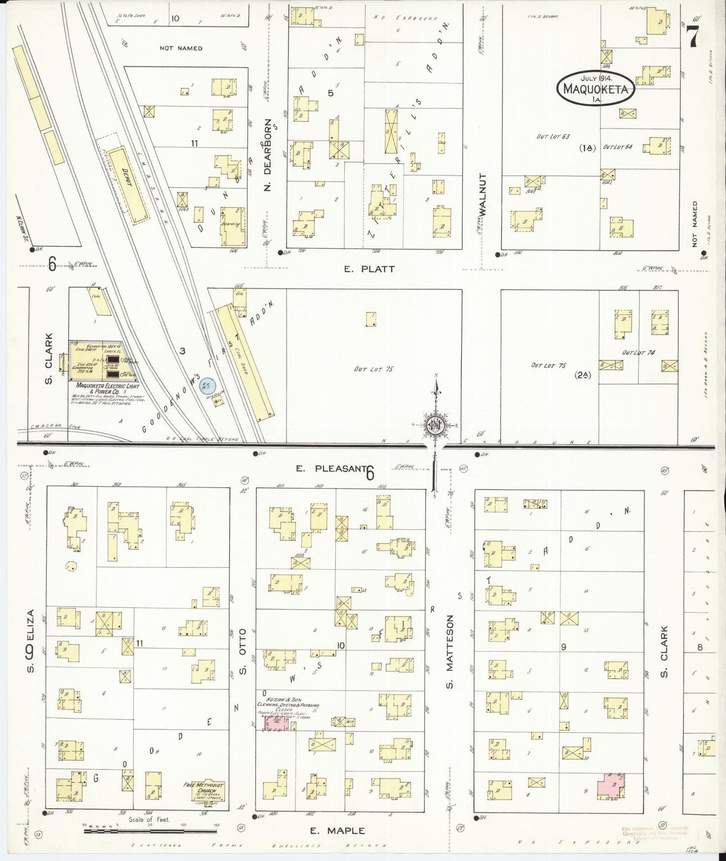Sanborn Fire Insurance Map from Maquoketa, Jackson County, Iowa (1914), Sheet #0007 - Historic Sanborn Fire Insurance Map Print