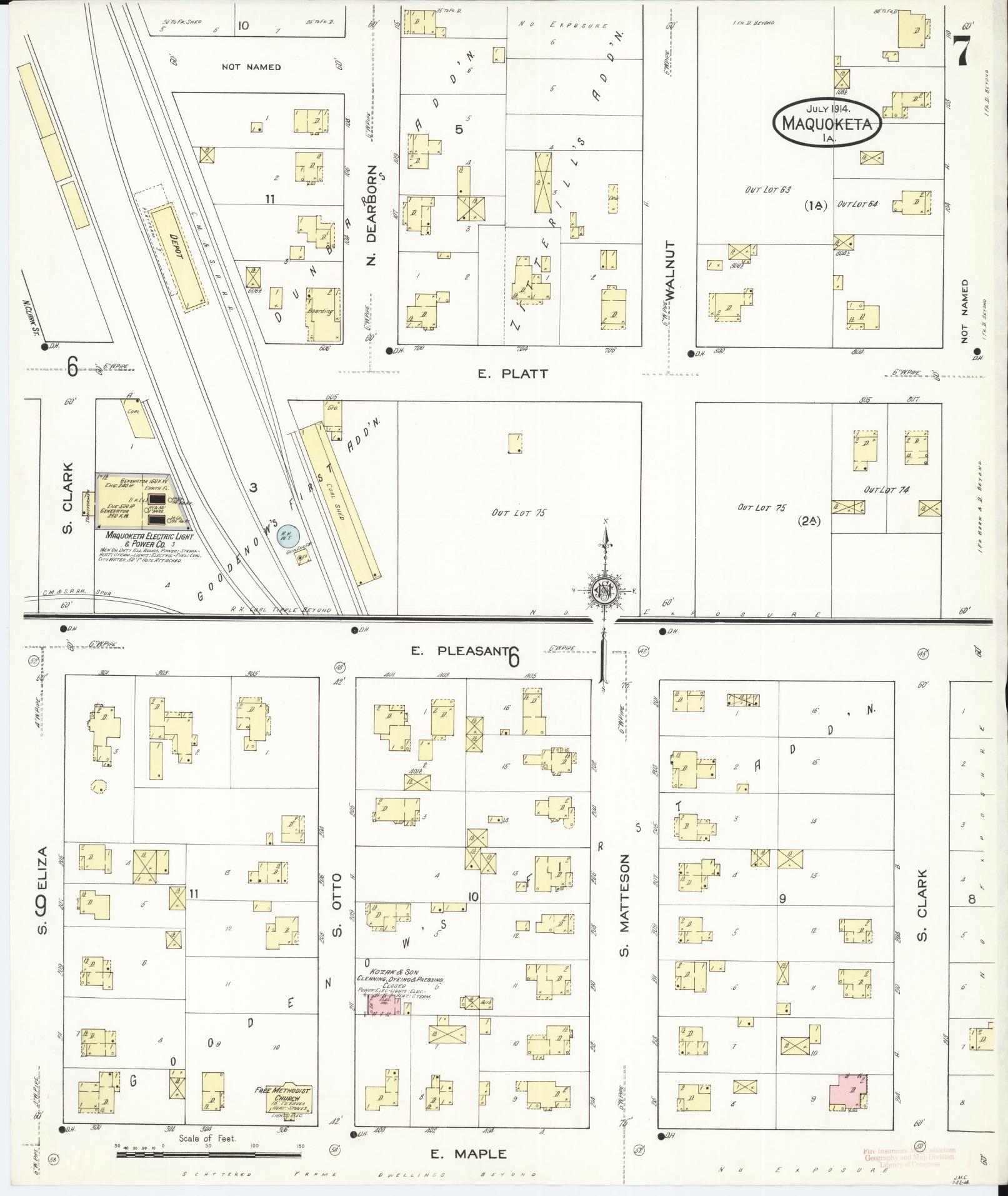 Sanborn Fire Insurance Map from Maquoketa, Jackson County, Iowa (1914), Sheet #0007 - Historic Sanborn Fire Insurance Map Print