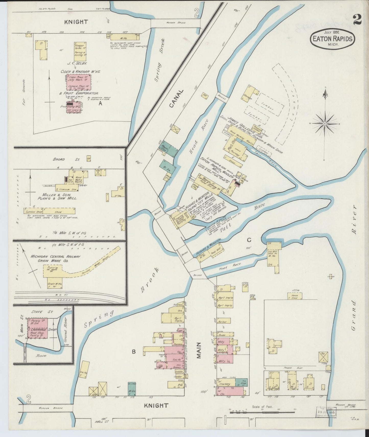 Sanborn Fire Insurance Map from Eaton Rapids, Eaton County, Michigan (1892), Sheet #0002 - Complete Map Set gallery image, historic Sanborn map, vintage wall art, Michigan Michigan